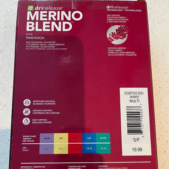 Paradox - Small Women's Drirelease Merino Blend Long Sleeve Top Base Layer (NIB) - Picture 2 of 2